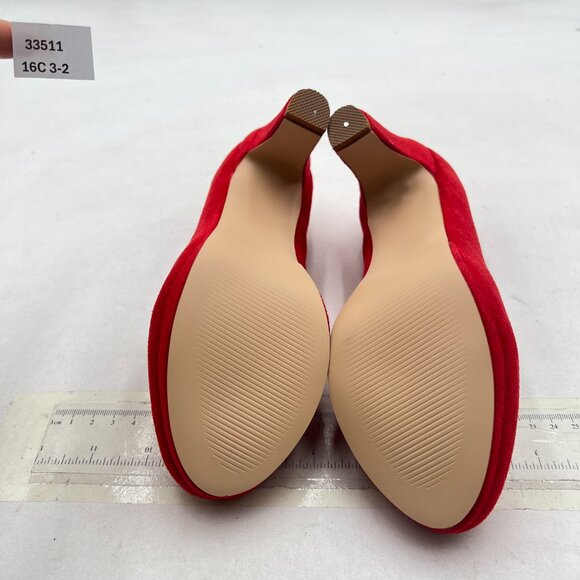 miss left Red Low Platform Chunky High Heel Slip On Closed Round Toe Pump - Picture 7 of 8